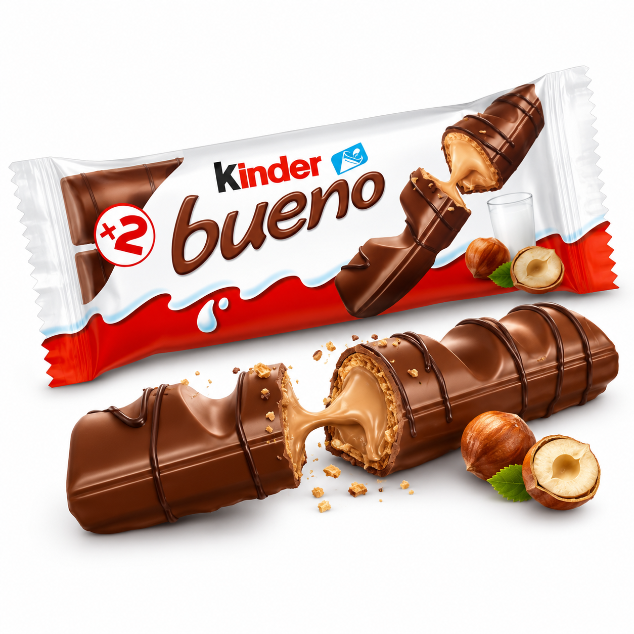 Kinder Bueno Milk & Hazelnut Chocolate Bar 43 Grams (Pack Of 2)